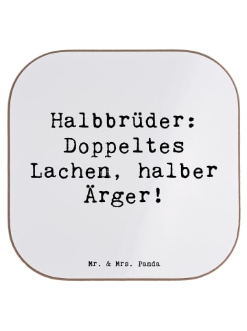 Mr. & Mrs. Panda Untersetzer Halbbruder Lachen mit Spruch in Weiß