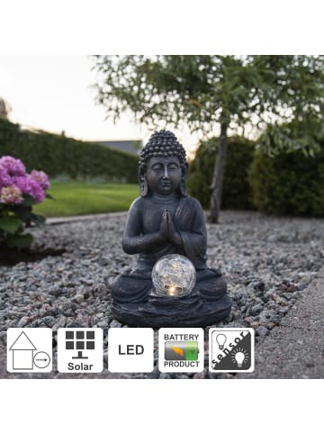 STAR Trading Solar Dekorationsleuchte Buddha in Silber