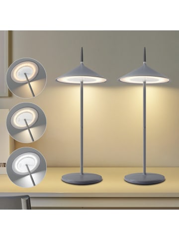 ZMH Tischleuchte LED in grau Touch Dimmbar kabellos IP44 USB Wiederaufladbar 1800mAh