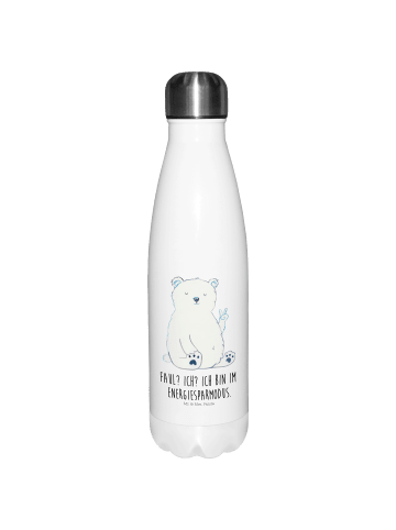Mr. & Mrs. Panda Thermosflasche Eisbär Faul mit Spruch in Weiß