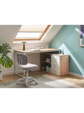 Beliani Schreibtisch SOGNE in Braun/Weiß - (W) 140 x (H) 75 x (L) 100 cm