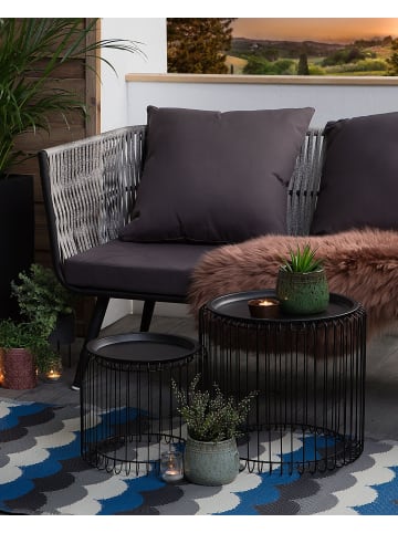 Beliani Outdoorteppich BELLARY in Bunt/Weiß/Schwarz - (W) 90 x (H) 0.5 x (L) 180 cm