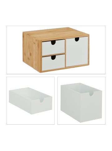 relaxdays Schubladenbox in Natur/ Weiß