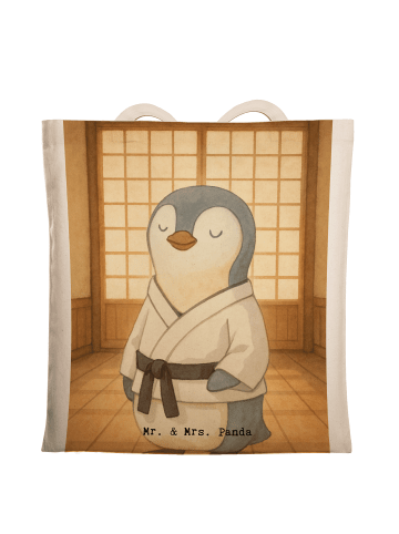 Mr. & Mrs. Panda Beutel Pinguin Karate Design ohne Spruch in Weiß