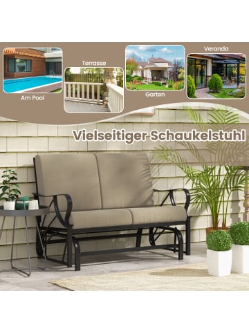 COSTWAY Gartenstuhl 2-Sitzer mit Schaukelfunktion in Braun