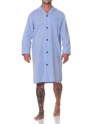 NORMANN Langarm Nachthemd gewebt - 88889 in hellblau