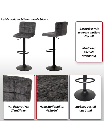 MCW 2er-Set Barhocker G87, Dunkelgrau