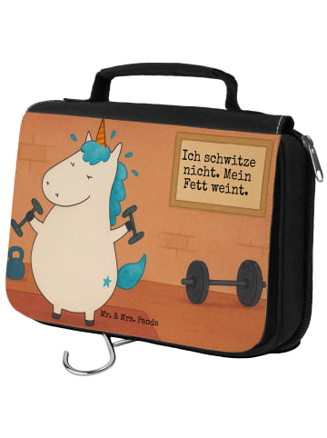 Mr. & Mrs. Panda Kosmetiktäschchen Einhorn Fitness Design mit Sp... in Weiß