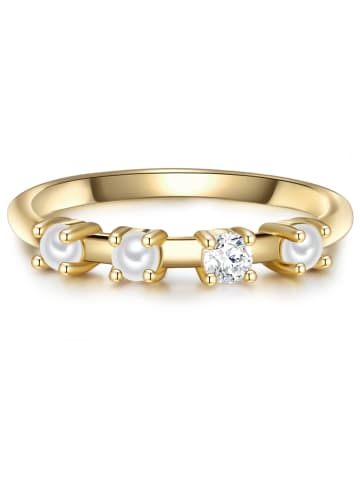Glanzstücke München Ring Sterling Silber Zirkonia Süßwasser-Zuchtperle in gelbgold