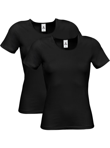 Erwin Müller Baumwolle, Single-Jersey Unterhemd, 1/2-Arm 2er-Pack in schwarz