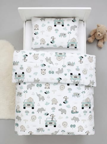 TupTam Kinder Bettdecken Set Gemustert in mint/weiß