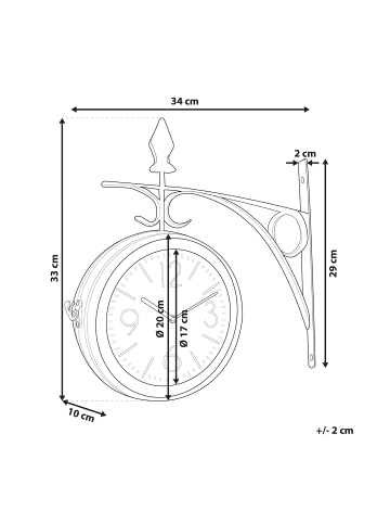 Beliani Wanduhr ROMONT in Silber/Weiß - (W) 34 x (H) 33 x (L) 10 cm