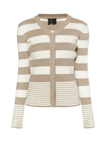 DreiMaster Klassik Strickjacke in Grau Beige Wollweiss