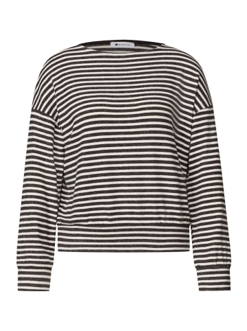 Street One Langarmshirt mit Elastikbund in Black Coffee Mel.