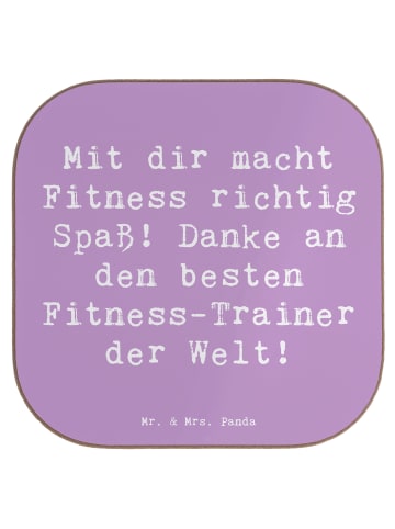 Mr. & Mrs. Panda Untersetzer Glas Spruch Fitness-Trainer Dank mi... in Lavendeltraum