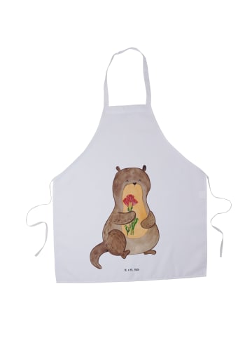 Mr. & Mrs. Panda Kellner-Schürze Otter Blumenstrauß ohne Spruch in Weiß