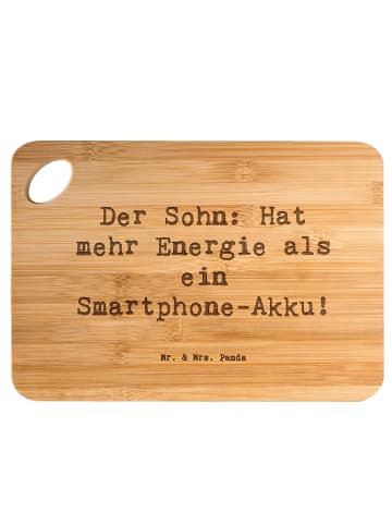 Mr. & Mrs. Panda Schneidebrett Spruch Energie Sohn mit Spruch in Braun