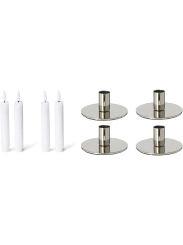 Novaliv 4er-Set Stabkerzenhalter Silber Weihnachtsdekoration Candle Holder 10x in Silber