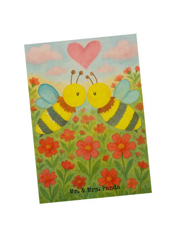Mr. & Mrs. Panda Grußkarte Biene Liebe Design ohne Spruch in Weiß
