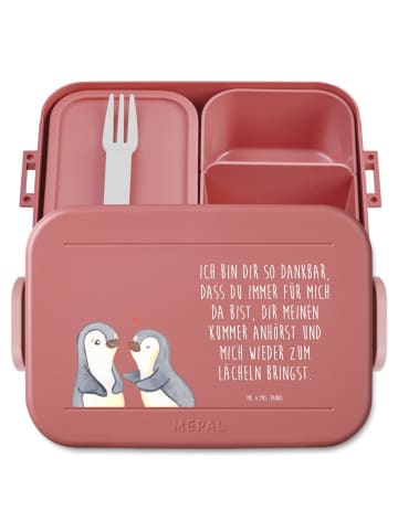 Mr. & Mrs. Panda Lunch Box Pinguine trösten Motiv mit Spruch in Rot Pastell