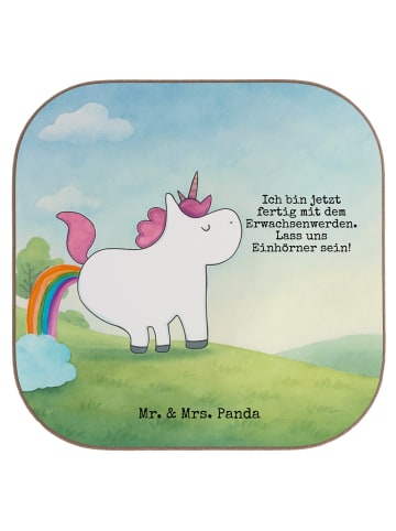 Mr. & Mrs. Panda Untersetzer Glas Einhorn Pupsen Design mit Spruch in Weiß