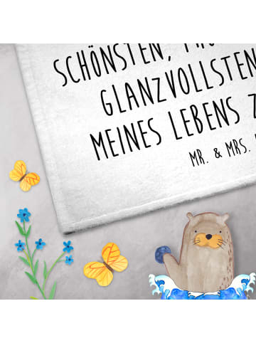 Mr. & Mrs. Panda Handtuch Rotkehlchen Schlitten mit Spruch in Weiß