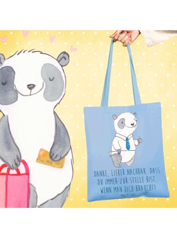 Mr. & Mrs. Panda Tote Bag Danke Nachbar mit Spruch in Sky Blue