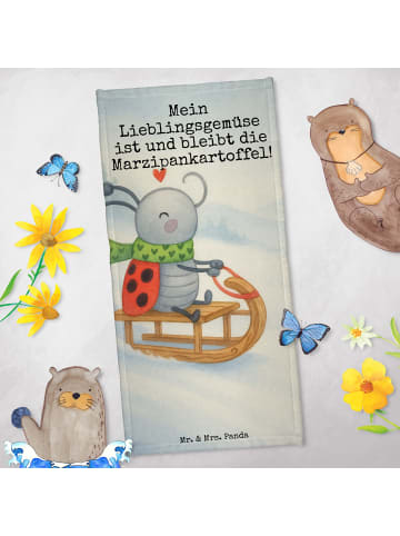 Mr. & Mrs. Panda Handtuch Smörle Rodeln Design mit Spruch in Weiß