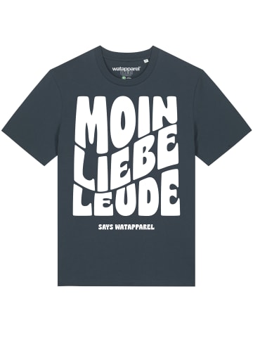 wat? Apparel T-Shirt Moin liebe Leude in India Ink Grey