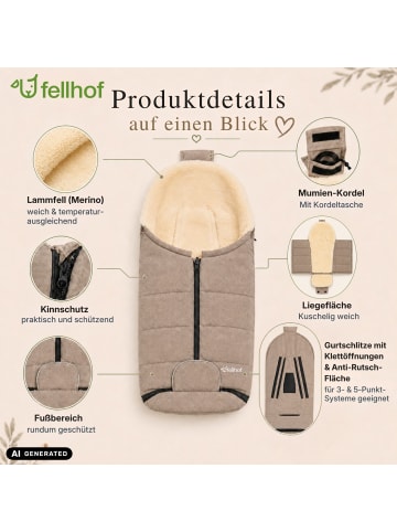 Kinderhaus Blaubär Fellsack für Kinderwagen & Babyschalen Gastein Canvas TOP in Grau-Beige