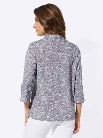 Sieh an! Schlupfbluse in grau-weiß-bedruckt