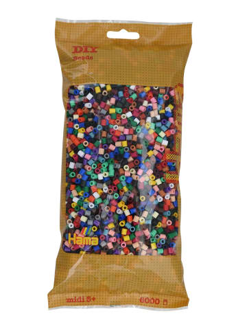 Hama Beutel mit 6000 Midi-Bügelperlen Vollton Mix 67 - 22 Farben - ab 5 Jahren