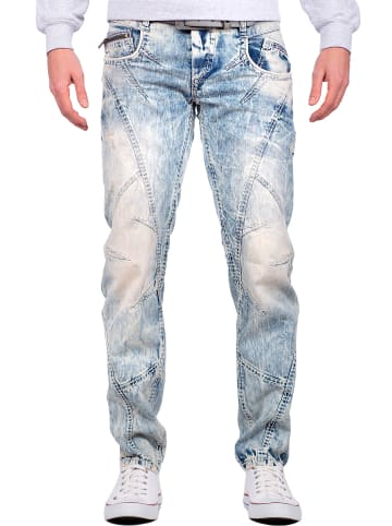 Cipo & Baxx Herren Regular Fit Hose Stonewashed in Light Blue