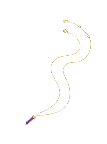 Glanzstücke München Halskette Sterling Silber Amethyst in gelbgold