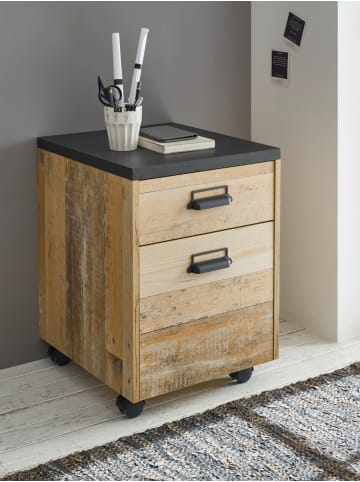 Furn.Design Rollcontainer Used Wood, anthrazit, Schreibtisch Container 47 x 60 cm