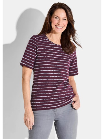 GOLDNER Kurzgröße:  Shirt in beere / grau / gestreift