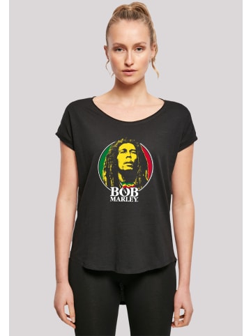 F4NT4STIC Long Cut T-Shirt Bob Marley Logo Badge Reggae Music in schwarz