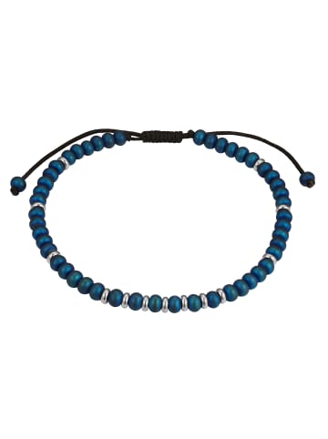 True Rebels Armband aus Edelstahl mit Hämatit in blau
