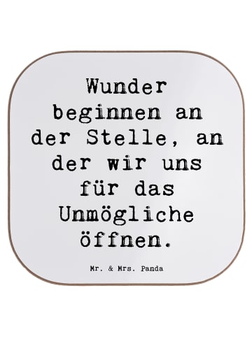 Mr. & Mrs. Panda Bierdeckel Spruch Wunder beginnen mit Spruch in Weiß