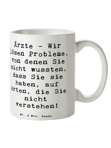 Mr. & Mrs. Panda Becher Spruch Arzt Probleme Lösen mit Spruch in Weiß