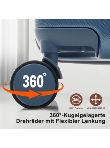 ABRIHOME Kofferset in Blau 3-teilig mit Spinner Rädern und TSA Schloss