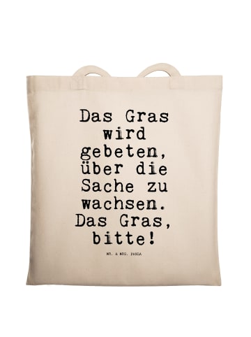 Mr. & Mrs. Panda Tote Bag Das Gras wird gebeten,... mit Spruch in Creme