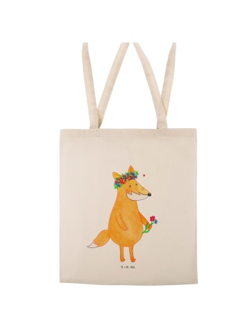 Mr. & Mrs. Panda Tragetasche Fuchs Blumen ohne Spruch in Creme