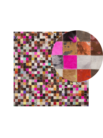 Beliani Patchwork ENNE in Bunt/Braun/Rot - (W) 200 x (H) 0.5 x (L) 200 cm