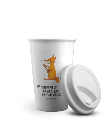 Mr. & Mrs. Panda To Go Becher Fuchs Gitarre mit Spruch in Weiß