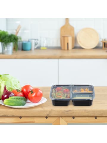 relaxdays 20 x Meal Prep Box in Schwarz/ Transparent