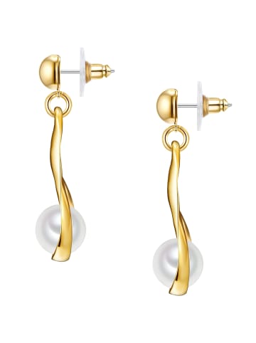 Lulu & Jane Perlen-Ohrhänger Metall-Legierung Muschelkernperle in gelbgold