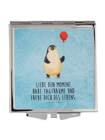Mr. & Mrs. Panda Handtaschenspiegel quadratisch Pinguin Luftball... in Eisblau