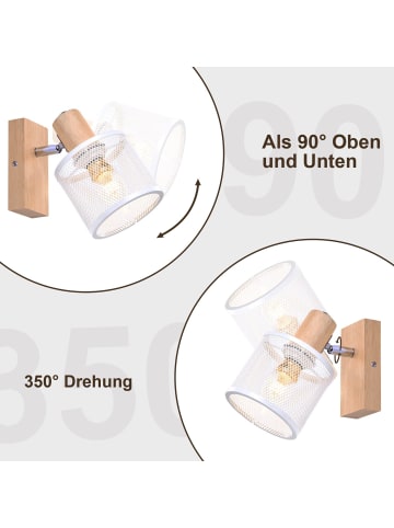 ZMH Deckenleuchte in weiß 1-flammige E14 Holz Modern Küchelampe