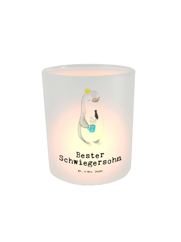Mr. & Mrs. Panda Glas Windlicht Pinguin Bester Schwiegersohn mit... in Transparent